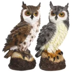 Realistic Fake Horned Owl Bird Bird Scarecrow Ow Figurine for Porch Lawn Yard Garden Statues Resin Owl Bird Suclpture Decors