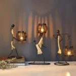 Nordic Metal Candlestick Abstract Character Sculpture Candle Holder Decor Handmade Figurines Home Decoration Art Gift
