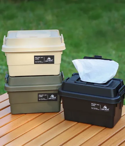 Camping Tissue Case Desktop Napkin Paper Storage Box Portable Outdoor Picnic Seasoning Bottle Organizer