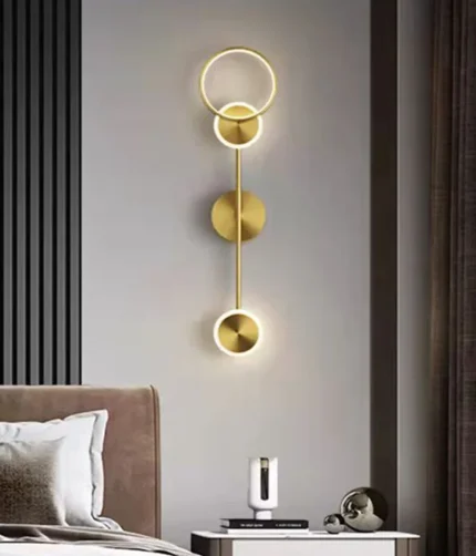 Modern Creativity Minimalist Fashion Decorative LED Wall Lamp Bedroom Villa Study Living Room Black Coppery Iron Light