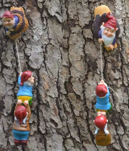 Resin Climbing Gnome Dwarfs Sculpture Gnome Art Figurines Courtyard Landscape Statue Garden Ornament CraftsHome Decor Gift