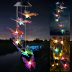Butterfly Solar Wind Chime Light 120mAh Multicolor Light Waterproof Chandelier with Bell for Garden Home Yard Lawn Decoration