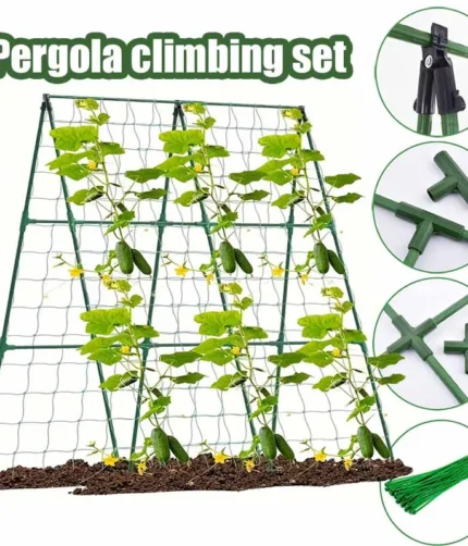 Garden A-Frame Vegetable Plant Climbing Frame Kit Grow Supports Fit Climbing Rustproof Vine Cucumber Trellis Tomatoes Grapes