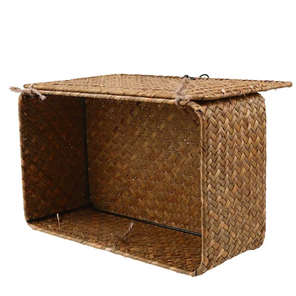 Rectangular Desktop Storage Box Hand Woven Storage Basket Rattan Wicker Basket for Sundries Clothes Container Desktop Organizer - Image 6