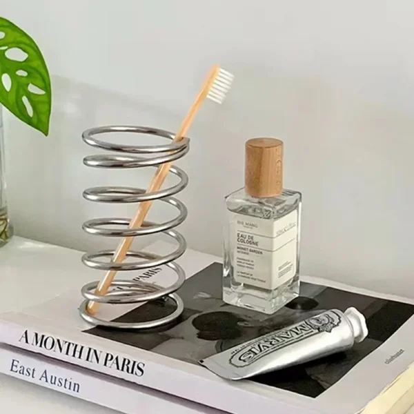 Stainless Steel Toothbrush Holder Metal Bathroom Accessories for Toothpaste Makeup Brush Storage Rack Tool Home Decoration - Image 4