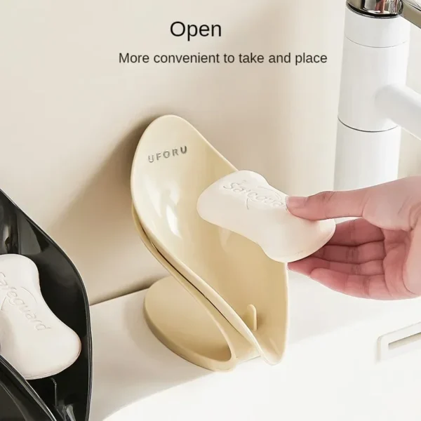 Leaf Shape Soap Bar Holder for Kitchen Bathroom Self Draining Tray Shelf with Anti-Slip Suction Cup Soap Storage Box - Image 2