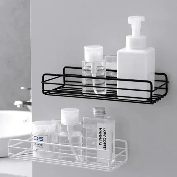 Bathroom Shelf Wall Mounted Corner Storage Shelves Shampoo Holder Cosmetic Rack Iron Shower Drain Basket Bathroom Organizer - Image 3