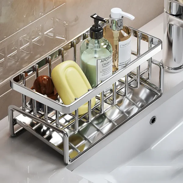 Kitchen Sponge Holder Stainless Steel Sink Drain Rack Soap Drainer Towel Rack Shelf Organizer bathroom Storage Accessories - Image 3