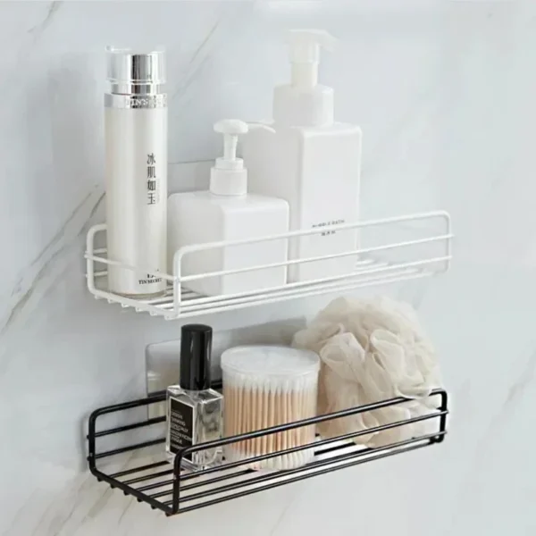 Bathroom Shelf Wall Mounted Corner Storage Shelves Shampoo Holder Cosmetic Rack Iron Shower Drain Basket Bathroom Organizer - Image 4