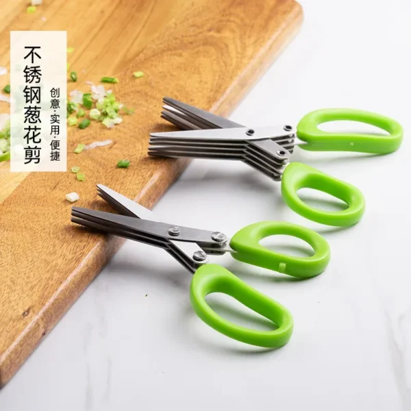 Muti-Layers Kitchen Scissors Stainless Steel Vegetable Cutter Scallion Herb Laver Spices cooking Tool Cut Kitchen Accessories - Image 2