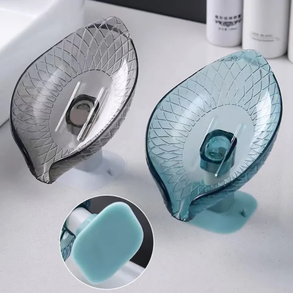 1 PC Transparent Leaf Shape Soap Box Drain Soap Holder Box Bathroom Shower Soap Holder Dish Storage Plate Tray Bathroom Supplies - Image 2