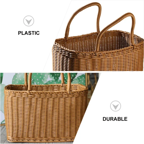 Woven Picnic Baskets Handmade Wicker Basket with Handle Flower Arrangement Basket Shopping Storage Hamper Basket - Image 5