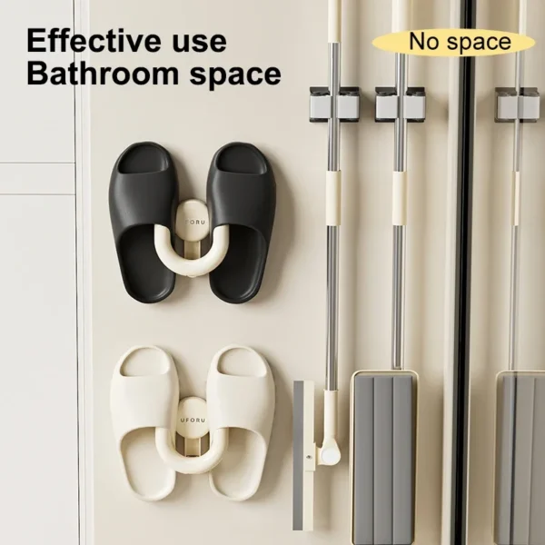 Bathroom slipper rack Suction cup type perforation-free wall hanging toilet special new drain hanger hook storage rack - Image 5