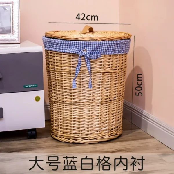 Basket Dirty Clothes Rattan Storage with Lid Dirty Clothes Basket Debris Storage Medium Large Multi Purpose Storage Basket - Image 2