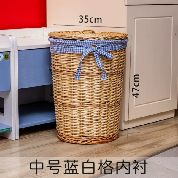 Basket Dirty Clothes Rattan Storage with Lid Dirty Clothes Basket Debris Storage Medium Large Multi Purpose Storage Basket - Image 6