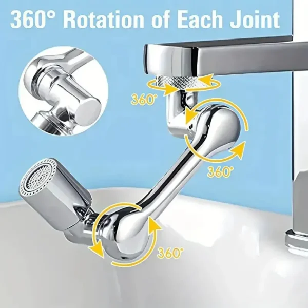 2pcs Faucet Extender, ABS Robotic Arm,Single Mode,1080° Rotating Universal Faucet Extension, Swivel Faucet For Bathroom Sink - Image 3