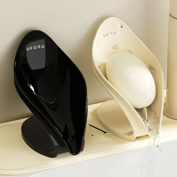 Leaf Shape Soap Bar Holder for Kitchen Bathroom Self Draining Tray Shelf with Anti-Slip Suction Cup Soap Storage Box