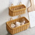 Wall mounted Ginger and Garlic Storage Basket Plastic Woven Plant Hanging Basket Kitchen Storage Basket Rattan Basket