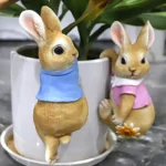 Cute Rabbit Bunny Sculpture Garden Supplies Resin Figurine Decoration Craft Handicraft Perfect Gifts for Garden Flowers Pot