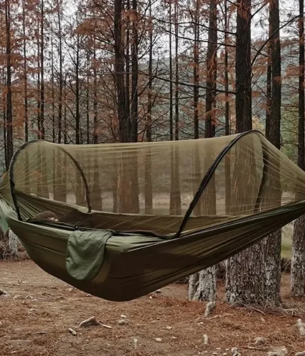 Outdoor Camping Hammock With Mosquito Net Lightweight Hanging Hammocks High Strength Parachute Fabric Hanging Bed Net 250x120cm
