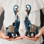 One Pair Chinese Style Lucky Wealth Elephant Trunk Figurine Home Decor Animal Resin Elephant Statue Art Crafts Ornaments Gift