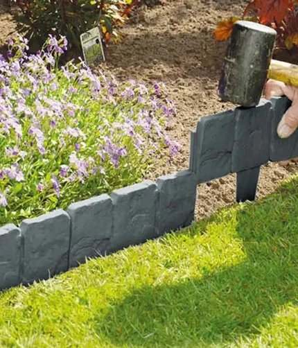 5-10pcs Garden Fence Imitation Stone Plant Support Stake Outdoor Edging Decorative Border DIY Lawn Yard Landscape Plant Fence