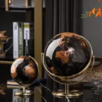 Creative metal rotating globe artwork, suitable for children classroom education learning living room office desktop decoration