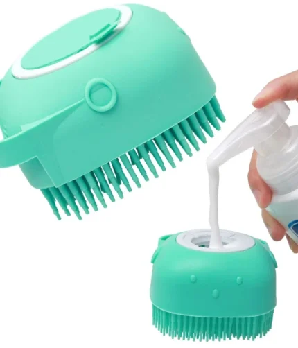 Pet Dog Shampoo Brush 2.7oz 80ml Cat Massage Comb Grooming Scrubber for Bathing Short Hair Soft Silicone Rubber