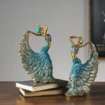 Hot Selling Sculpture European Creative Peacock Dance Resin Craftwork Decoration Wedding Home Living Cabinet Light Luxury Decora